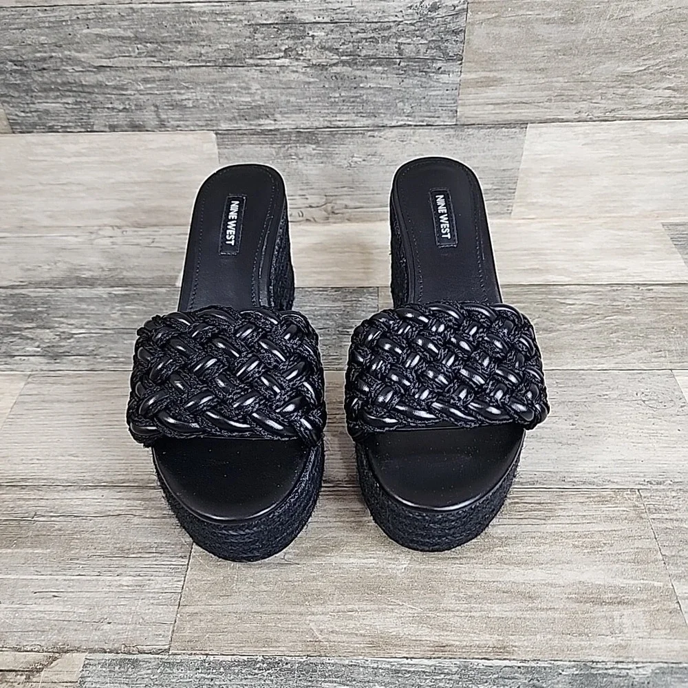 Nine West Roxana 2 Womens Heel Sz 7.5 Black Chunky‎